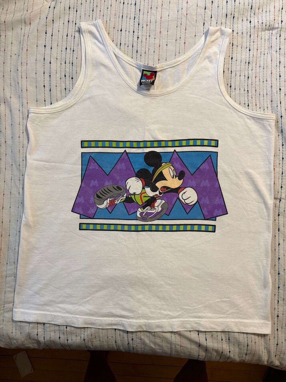 Vintage 90’s Mickey Unlimited Mickey Mouse Tahiti Apparel White Tank Top Size L